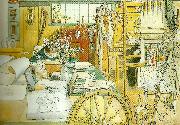 Carl Larsson verkstaden-brita i verkstaden oil painting on canvas